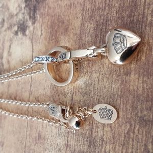 Juicy Couture gold double ring and heart with stones necklace